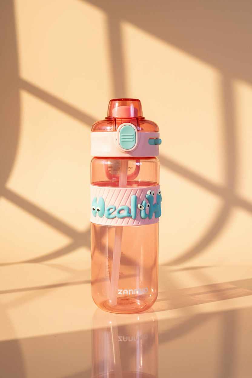 Healthy Kids Water Bottle – Fun Character Straw Bottle by Zannuo