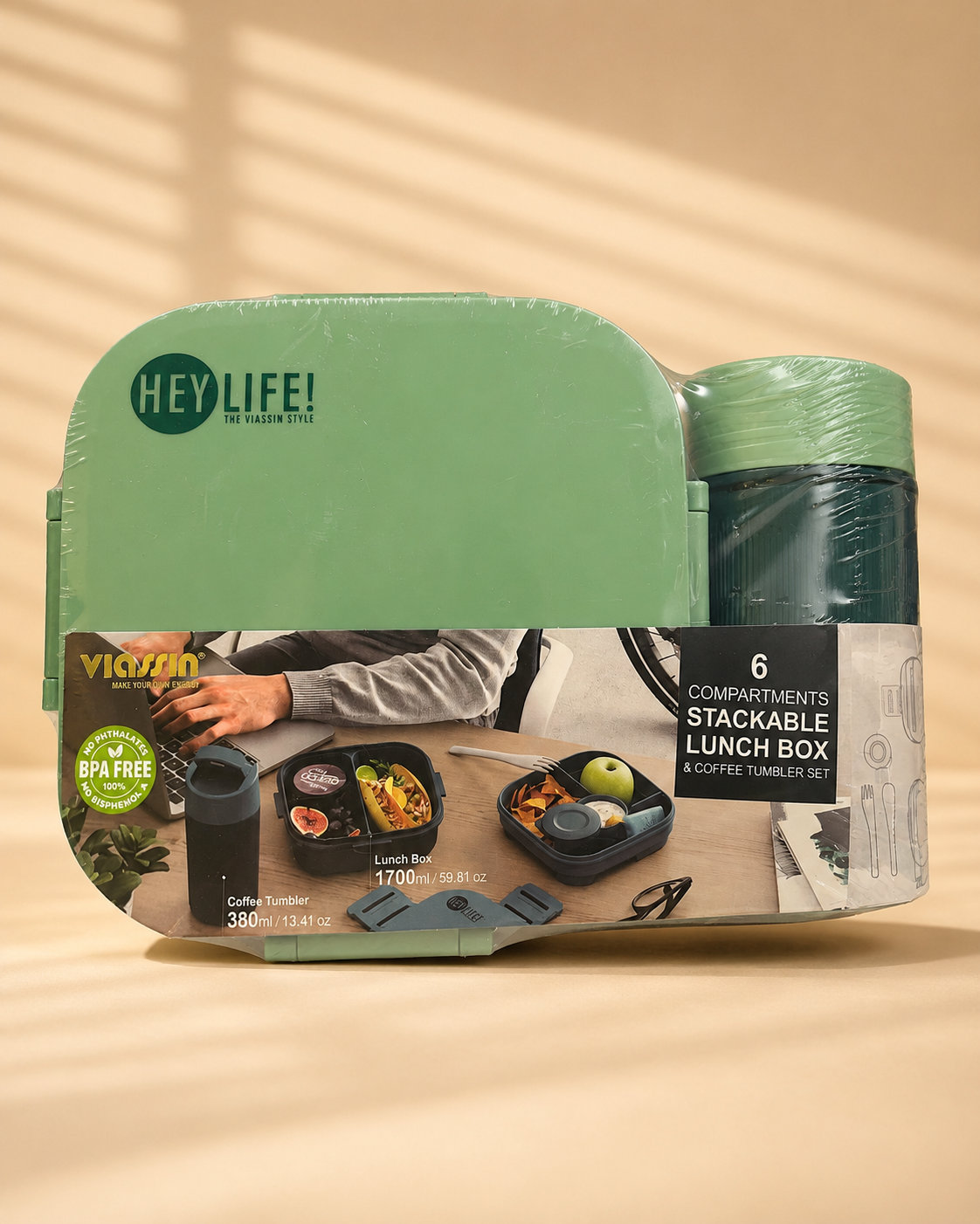 Hey Life! BPA-Free Lunch Box & Coffee Tumbler Set – 6 Compartments | Viassin