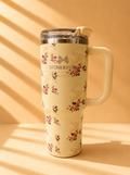 Sitaray Floral Tumbler with Handle – Insulated Straw Tumbler | Rose Print