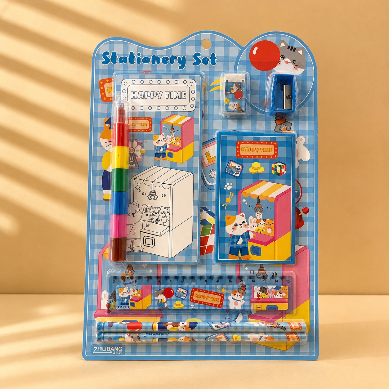 Zhubang Happy Time Kids Stationery Set – 7-Piece Claw Machine Theme