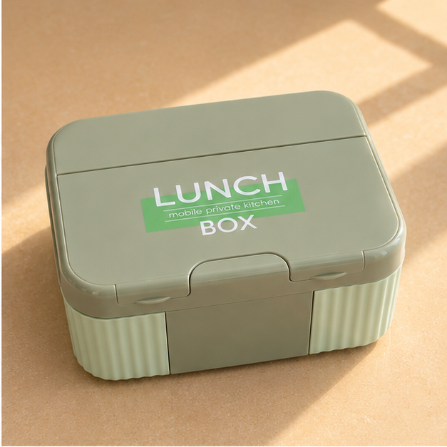 Compact Lunch Box with Built-In Cutlery