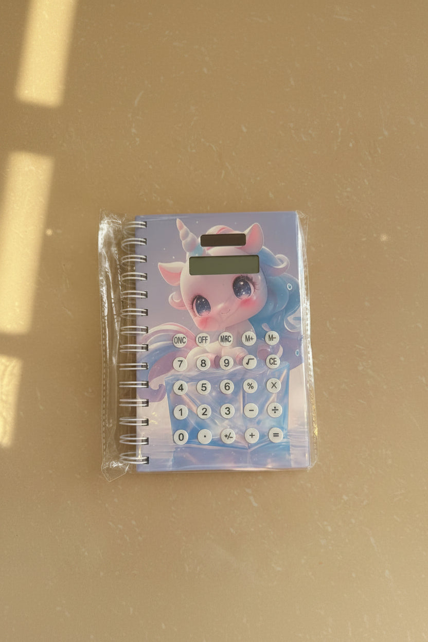 Unicorn Calculator Notebook – purple design