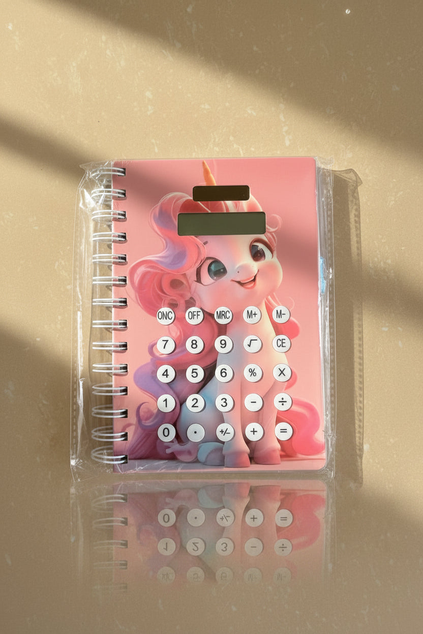 Unicorn Calculator Notebook – rainbow design