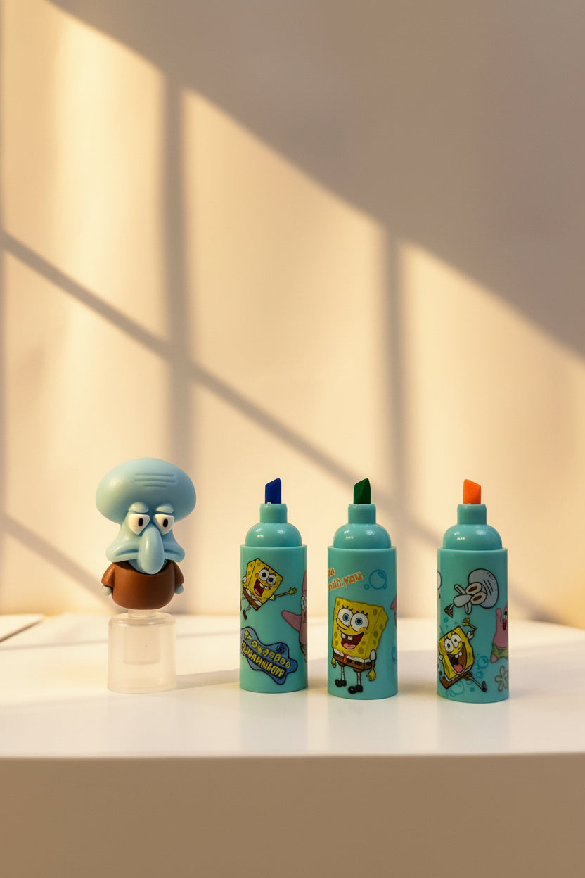 Patrick 3-in-1 Highlighter Set – pink Patrick topper with SpongeBob print body