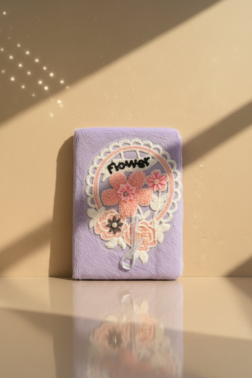 Flower Plush Notebook Purple – side view